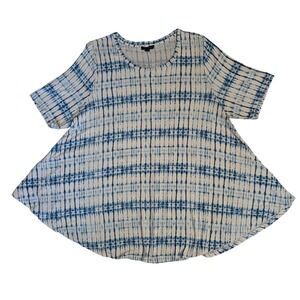 Lane Bryant Blue Tie Dye Swing Top Short Sleeve Tunic Plus Size 22/24
